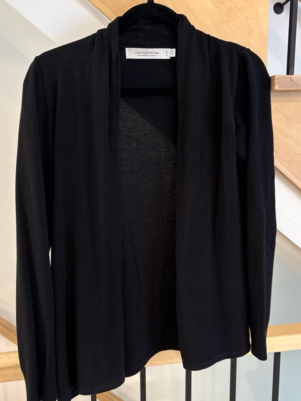 Simons Black Open-Front Cardigan Sweater
